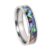 ISAROARO Abalone Shell Ring for Women Men, 4mm 6mm 8mm Natural Ocean Shell Wedding Band, Silver Plated Stackable Eternity Ring for Couples (Silver, 9)