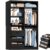 iSunirm 3FT Closet System with 6 Shelves, 36” Modular Closet Organizer System with 2 Hanging Rods, Wood Walk-in Closet with Closed & 2 Half-Open Drawers, 80″ H Adjustable Garment Rack, Black