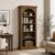 ivaniti 71″ Modern Luxury Arched Bookcase, Dark Brown Tall Freestanding Open Bookshelf, Modular High-Density Engineered Wood Display Cabinet for Home Office and Living Room