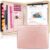 IVGHV Portfolio Binder, PU Leather Padfolio Organizer with Zipper Rose Gold