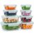JACCOOTHALIA 8 Pack Glass Meal Prep Containers with Lids, Glass Food Storage Containers with Airtight Vent Hole Lids, Lunch Containers Sets with lids Glass, Microwave Oven Freezer Dishwasher Safe