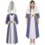 Janmercy 3 Pcs Queen Esther Costume Set, Long Robe with Metallic Belt and Trimmed Veil, Halloween Party Dress for Cosplay(Large)