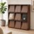 Japovker 9 Cube Storage Organizer with Flip Doors, Walnut Display Bookcase