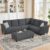 Jarenie 103″ Convertible Sectional Sofa with Long Ottoman, Modern Upholstered Fabric L-Shaped Couch with Back Cushions, 6 Seat Sofa Couches for Living Room, Apartment, Office