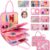 JHkim Busy Board for Toddlers, Sensory Board Travel Toys Gifts for Girls Boys, Montessori Toys to Learn Fine Motor Skills, Educational Activities Busy Book for Airplane Car (Pink)