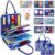 JHkim Busy Board Montessori Toys for Boys Girls Gifts, Sensory Toy for Toddlers, Educational Activities Travel Toy for Airplane Car, Busy Book for Learning Fine Motor Skills, Blue