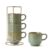 JIEMEI HOME Large Ceramic Coffee Mug Set of 4 with Stand, 15 Oz Stackable Embossment Ribbed Latte Cup Set for Cappuccino, Latte, Tea, Hot Cocoa, Drinks – Dishwasher & Microwave Safe, Vintage Turquoise