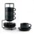 JIEMEI HOME Porcelain Stackable Espresso Cups with Saucers and Metal Stand, 4 Ounce Demitasse Cups for Specialty Coffee Drinks, Latte, Tea Set of 4, Stackable Espresso Mugs, Kiln Tide Glaze