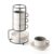 JIEMEI HOME Porcelain Stackable Espresso Cups with Saucers and Metal Stand, 4 Ounce Demitasse Cups for Specialty Coffee Drinks, Cafe Mocha Tea-Set of 4, Stackable Espresso Mugs, White & Green
