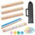 Jieting Wooden Mahjong Racks with Pushers Set, 4 Magnetic Mahjong Tile Racks with Detachable Pushers, American Mahjong Accessories with Dice Chips & Storage Bags for Game Table (Natural Wood)