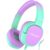 Jimonyer Kids Headphones with Safe Volume Limited for School Travel | 3.5mm Wired, Foldable, Stereo Sound On-Ear Headset for iPad Computer Boys Girls (GreenPurple)