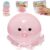 JINGGWW Cute Crystal Sequins Octopus Squeeze Toys, Original Design Sticky Taba Crystal Pink Blue Octopus Squishy Stress Balls (Pink)