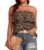 JINKESI Women’s Ruffle Trim Tube Tops Casual Summer Backless Strapless Top Sleeveless Going Out Bandeau Tanks Shirt LD Dark Khaki,Medium