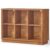 Joaxswe 6 Cube Storage Book Shelf, 40″ Wide Low Horizontal Bookcase with Curved Edge, Floor Standing 2-Tier Wooden Bookshelf with Base, Modern Short Book Case for Bedroom, Study, Entryway, Brown