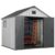 Jocoevol Outdoor Storage Shed, 8x8FT Resin Shed with Floor/Windows/Lockable Door/Vents, 15mm Thickened Heavy Duty All-Weather Garden Tool Shed for Backyard, Patio, Lawn, Gray