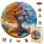 Jollitot 100 Pieces Wooden Puzzles Adults, Seasonal Tree of Life Wood Puzzles Adult, Unique Animal Shaped, Round Colorful Mandala Jigsaw Puzzle, Christmas Birthday Gifts for Women Men, 8.5×8.5in