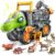 JOVA Vroomix Dinosaur Toy for Toddlers 2 3 4 5+ Year Old, Extra Large Dinosaur Monster Truck with Figures, T-Rex Toy with Launcher and Darts, Crane Arm & Tunnel, Jurassic Toy for Boys Birthday Gift