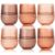JOVGANK Venus Ribbed Glass Drinking Glasses Set of 6, Origami Ripple Brown Stemless Wine Glass 12OZ, Tumbler Glasses Cup Set for Daily Use, Wedding, Party, Christmas Gift