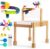JOVJOYER Sand and Water Table for Todders, Wooden Sensory Table with Waterproof Cover 2 Storage Bins Painting Acrylic Board,5 Markers Water Slide Track & Windmill Toys Indoor Outdoor Play Table