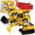 JOYIN 3 Pack Construction Toy – Excavator, Dump Truck and Loader, Moveable Claw & Lifting Back, Construction Truck Toy, Birthday Gift for Boys Kids