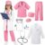 JOYLOKY 10PCS Doctor Costume for Kids Career Day Costume for Girls Boys, Vet Costume for Kids Lab Coat Nurse Scrubs Toddler Dress Up Clothes Pretend Play – L