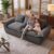 JUIKURY 55″ Convertible Corduroy Sofa Bed, Boneless Foldable Loveseat Sleeper Couch, Compressed Foam Floor Sofa with Removable Cushions & Pillows for Small Space Living Room (Grey, 70Inch)