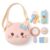 juju Cat Purse – Soft Crossbody Purse with Felt Keys Phone Mirror Coin Card and Adjustable Strap