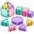 Juju Magnetic Building Tiles Set – Translucent Pastel Squares Triangles and Hexagon in Mint Blush Lavender and Butter Yellow – Stackable Construction Tiles with Strong Beveled Magnets