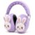juju QuietEars Passive Noise Reduction Earmuffs 25 dB NRR Adjustable Folding Hearing Protection with Soft Lavender Bunny Ear Cups