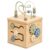 Juju Wooden Bead-Maze Cube Birch Wood Block – Pastel Sage and Cream Cube with Spinning Gears and Sliding Shape Track – Calm Natural Wood Nursery Shelf Accent – Water-Based Paint Rounded Edges