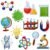 JUNEBRUSHS 60Pcs Science Bulletin Board Decorations Science Classroom Cutouts with 100 Glue Points Lab Theme Paper Cut-Outs for Teacher School Supplies STEM Biology Chemistry Wall Decor
