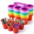 Junkin 12 Pack Colorful Classroom Caddy Storage Basket with Handle, Pastel Plastic Caddy Organizer Drink Cup Caddies Holder 6 Compartments for Kids Table Crafts Arts Marker Pencil Crayon School
