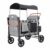 JunZheHub Twin Child Four Passenger Kids Wagon with Mesh Panels Textile Pockets and Push Handle Suitable for Park Trips Family Travel and Daily Use, Gray