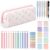 Jutom 39 Pcs Aesthetic Book Annotation Kit Highlighter with Case Bag Gel Pen Transparent Sticky Note Taking Bible Supplies(Pink,Bow Style)