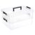 JUXYES 2-Tiers Plastic Stack Carry Storage Containers Box wih Handle Lids