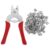 KALLORY 301pcs Metal Wire Cage Clips with Crimping Pliers – Silver Cage Building Buckle Connectors for Small Animal, Dog, Chicken, Cat Fencing – Repair Hardware Kit