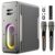 Karaoke Machine with 2 Wireless Microphones, Portable Bluetooth Karaoke Speaker for Adults, 2 Voice Mode & LED Party Lights, Party Birthday Gifts for Kids Family,Supports BT/TWS/AUX/USB/TF