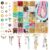 Kasmena 900+PCS Beaded Keychain Making Kit, Cute Bag Charm Kit Gold Carabiner Bead DIY Supplies Crafts Accessoriess for Women Girls