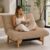 KEIKI Large Bean Bag Chair, Adults Kids Comfy Corduroy Small Couch with Wood Frame, Big Accent Beanbag Lounge Chairs Indoor, Lazy Cozy Floor Sofa Couches for Living Room Reading, Easy Assembly, Khaki
