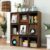 Kennkari 9 Cube Storage Bookcase with Flip Doors, Cube Organizer with Display Slots for Magazines Decor, Freestanding Cabinet for Living Room Bedroom Office (Walnut)