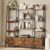 kepptory Triple Wide Ladder Bookshelf with Storage Cabinets (Brown)