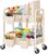 Khaki 2 Tiered Small Rolling Cart on Wheels, Diaper Caddy Bedside Cart for Baby Nursery Essentials, Metal Under Desk Short Rolling Snack Carts for Bathroom, Under Table Side, Art, Craft, Makeup,Office