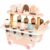 KiBcsLic Children Role Play Cart Dessert Stand Toy Ice Cream Cart Playset with Wooden Parts and Tokens Space Saving Tabletop Design Stable Wheels Suitable for playroom Bedroom Preschool Classroom