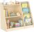 Kids Bookshelf for Bedroom Toddler Child Baby Bookcase 3-Tier for Nursery Toy Stuffed Animal Storage Organizer 4 Sling Display Shelf Stand Book Rack Wood Classroom Playroom Library Montessori Boy Girl