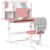 Kids Desk and Chair Set, Adjustable Study Table with Storage, Pink