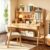 Kids Desk and Chair Set Wooden, with Bookshelf＆Two Drawers Children Study