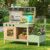 Kids Mud Kitchen Outdoor, Wooden Play Kitchen for Toddlers with Water Tank, Removable Sink, Planter Box, Trellis & Accessories, Backyard Garden Sensory Playset for Boys Girls