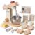 Kids Play Kitchen Toddler Playset with Play Food and Wooden Toy Mixer Montessori Accessories Pretend Cooking Gift for Boys Girls Age 3 4 5 6 7