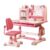 Kids Study Desk and Chair Set for 3-18, Height Adjustable Ergonomic Desk with 50° Tiltable Desktop &Dual Back Support,Partition Design, Storage Drawer and Bookstand for Children Boys & Girls Pink