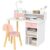 Kids Study Desk and Chair Set with Storage, Ages 3-8, for Bedroom, Pink